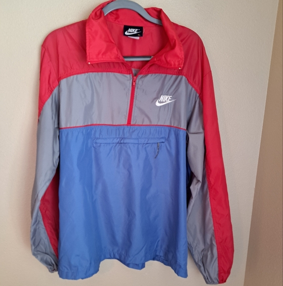 Vintage Packable Retro Nike Colorblock Quarter Zip-Up Nylon Windbreaker Size Xl